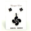 Set Lauburu 3 Piedras Ikurriña Negro 25 y 10mm