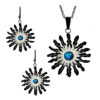Set Eguzkilore Laztanak 30 mm Negro Circón Azul con Pendientes 20 mm