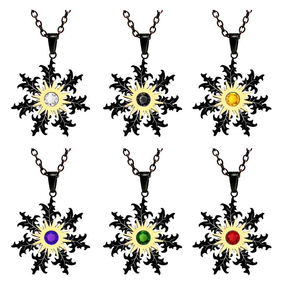 Colgante Eguzkilore Negro 25mm con Circonita