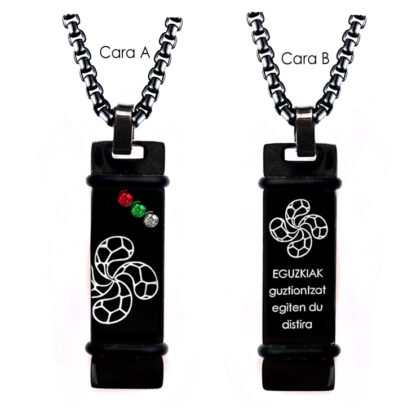 Placa Lauburu Reversible Ikurriña Acero Negro