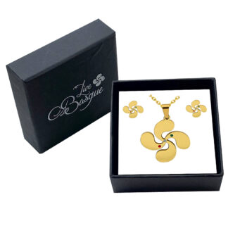 Set Lauburu 3 Piedras Ikurriña Dorado 25 y 10mm