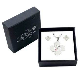 Set Lauburu 3 Piedras Acero Ikurriña 25 y 10mm