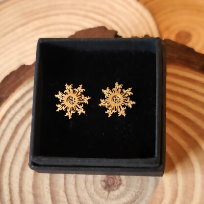 Pendientes Eguzkilore 12mm acero dorado - Imagen 2