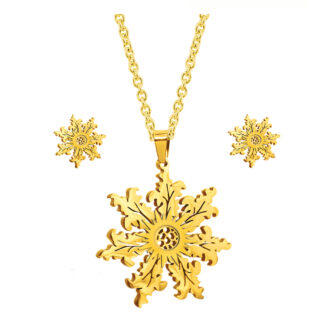 Set Eguzkilore Altzairua Bakarrik Acero Dorado y Pendientes 12mm