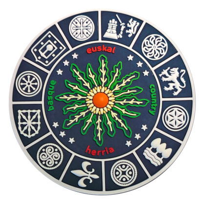 Parche Eguzkilore escudos Euskal Herria 70mm azul