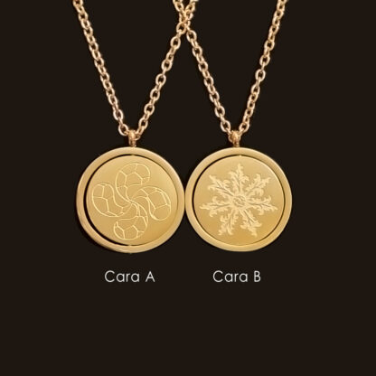 Talismán giratorio Lauburu Eguzkilore 22mm dorado - Imagen 3