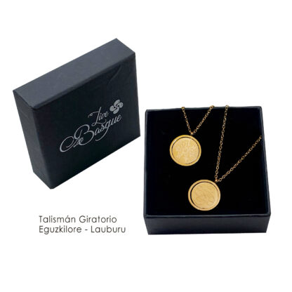 Talismán giratorio Lauburu Eguzkilore 22mm dorado - Imagen 2