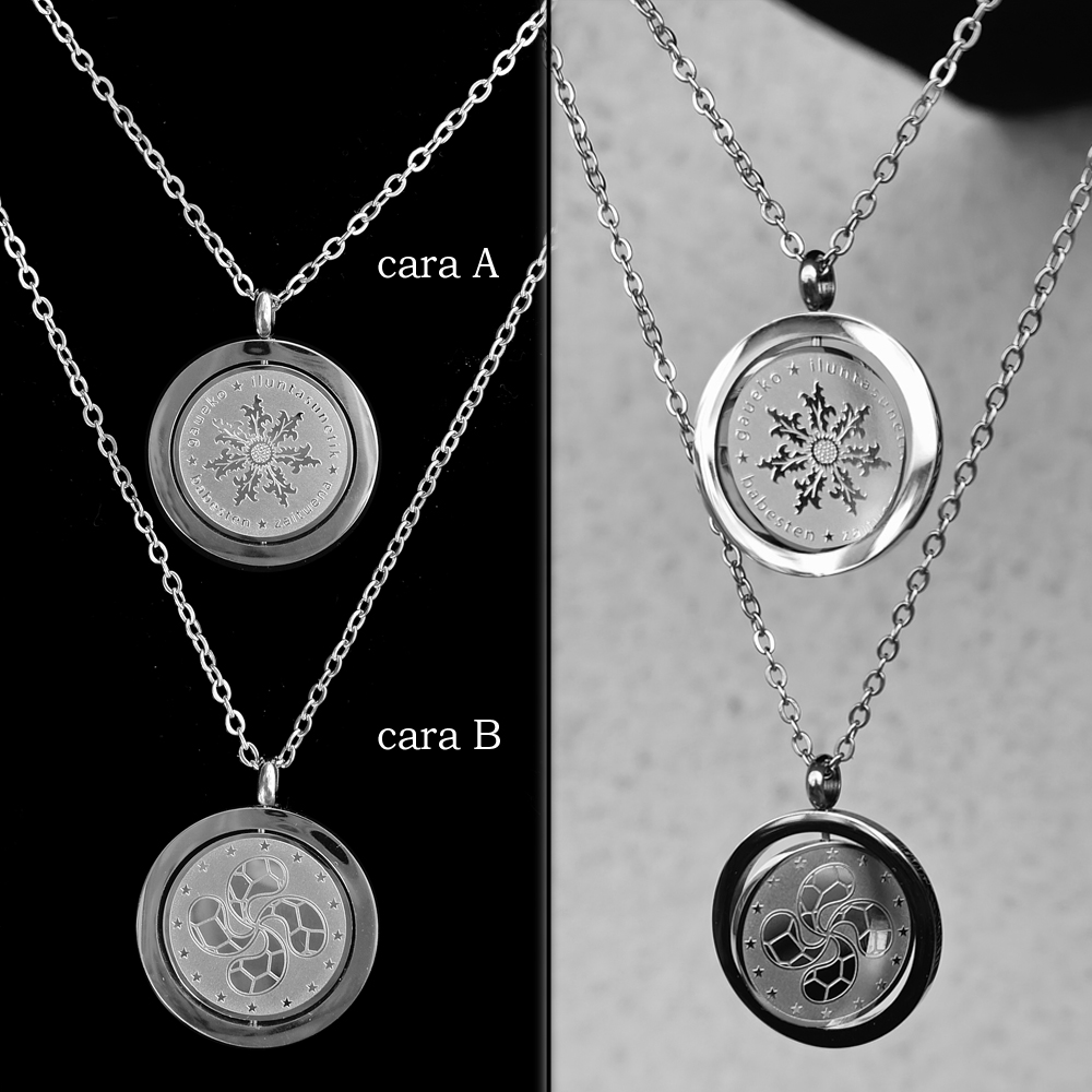 Talismán giratorio Lauburu Eguzkilore 23mm plateado - Imagen 3