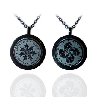 Talismán giratorio Lauburu Eguzkilore 23mm ac. negro