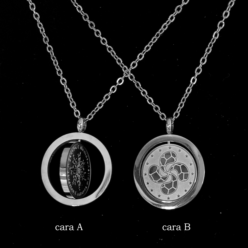 Talismán giratorio Lauburu Eguzkilore 23mm plateado - Imagen 4