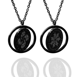 Talismán giratorio Lauburu Eguzkilore 23mm ac. negro