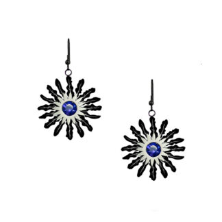 Pendientes Eguzkilore Laztanak 20 mm Negro de Colgar con Circon Azul