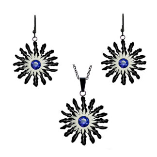 Set Eguzkilore Laztanak 20 mm Negro Circón Azul con Pendientes 20 mm